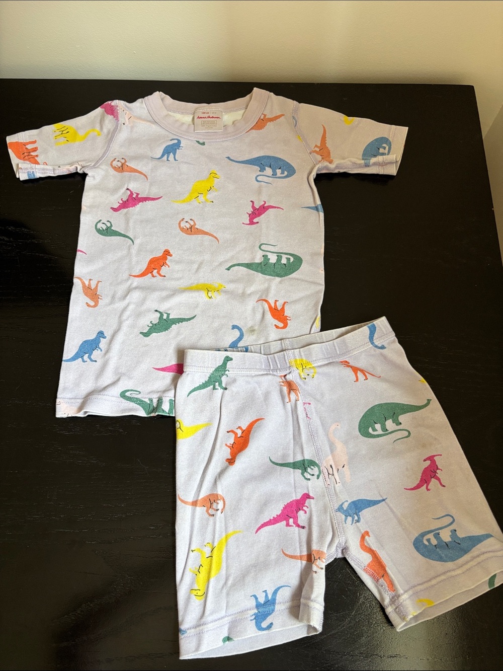 Hanna Andersson Lavender & Multicolor Dinosaur Organic Cotton Pajamas sz 8 / 130